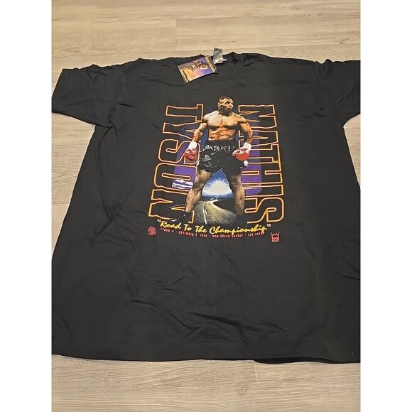 Deadstock 90s mike tyson mathis boxing t-shirt 1995 MGM Tags Las Vegas 3XL Rare - Picture 2 of 9